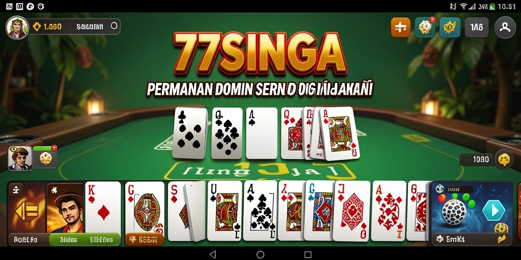 Tampilan gameplay seru di 77SINGA dengan strategi domino.
