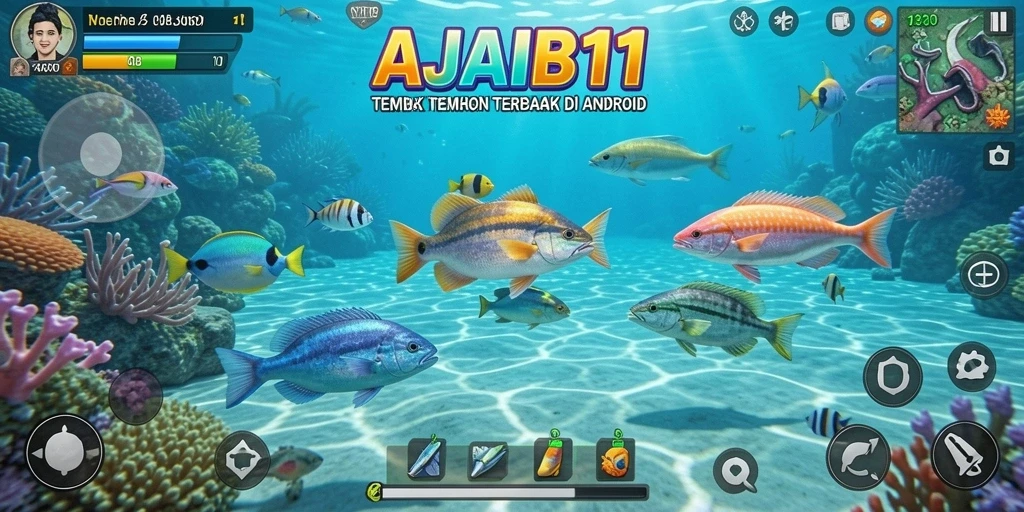 Tampilan gameplay seru AJAIB11 di lautan ikan.
