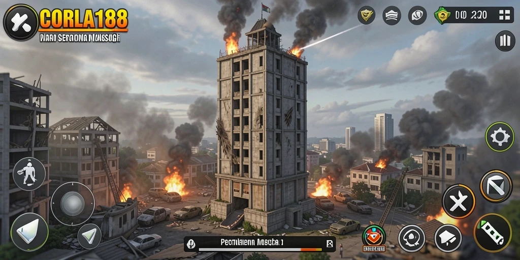 Screenshot menampilkan aksi pertahanan menara yang seru dalam CORLA188.