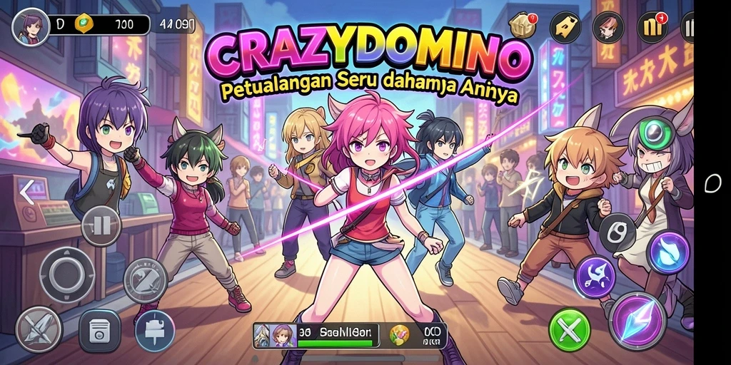 Tampilan gameplay <strong>CRAZYDOMINO</strong> yang penuh warna dan seru.