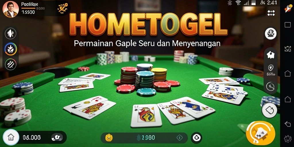 Tampilan gameplay HOMETOGEL menampilkan suasana permainan Gaple yang seru.