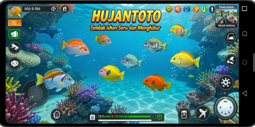 Tampilan gameplay HUJANTOTO saat memicu aksi menembak ikan.
