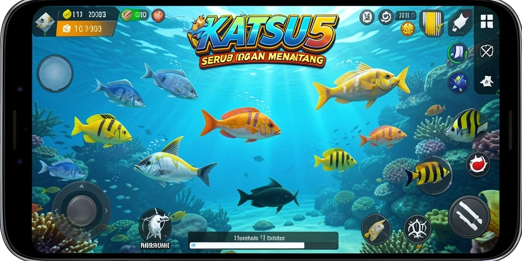 Tangkapan layar gameplay KATSU5 menampilkan aksi tembak ikan yang mendebarkan.