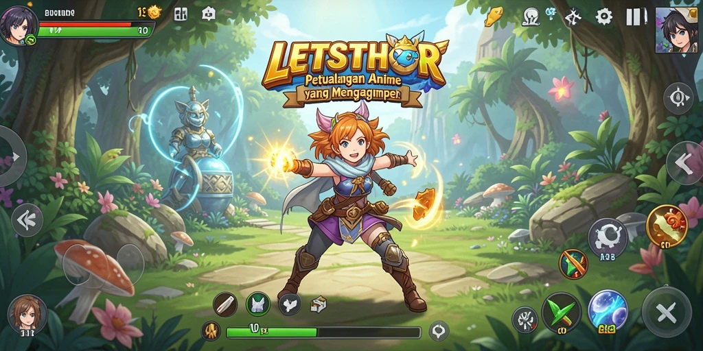 Gameplay LETSTHOR yang penuh aksi dan karakter anime menarik.