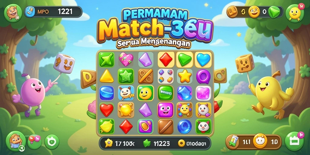 Tampilan gameplay seru dalam permainan Match-3 MPO1221.