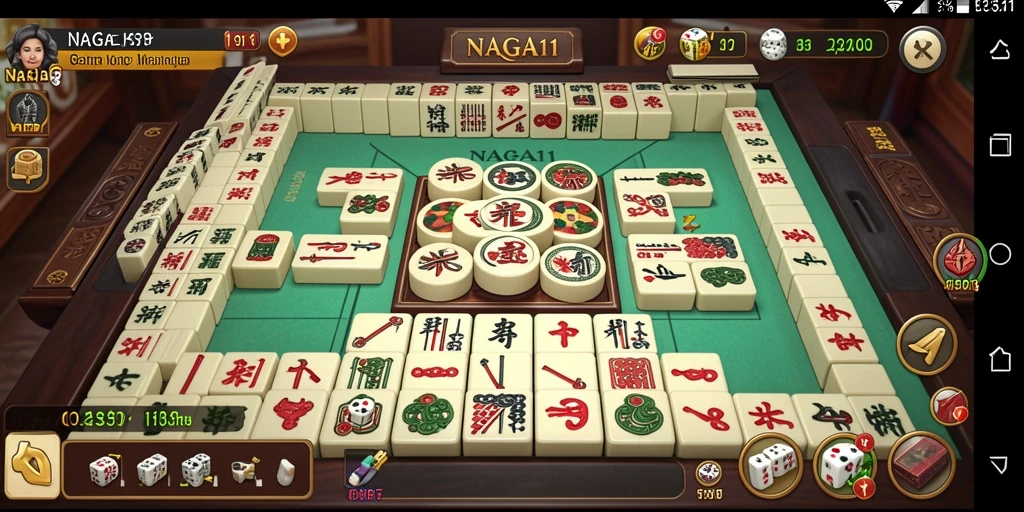 Screenshot utama NAGA11 menampilkan gameplay Mahjong yang menarik dan interaktif.