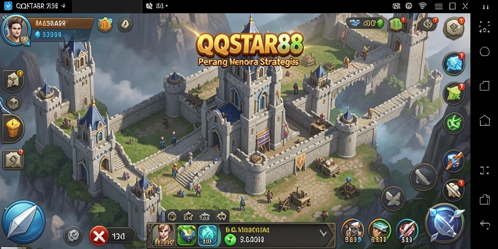 Tampilan gameplay menegangkan dalam QQSTAR88 dengan berbagai menara dan musuh.