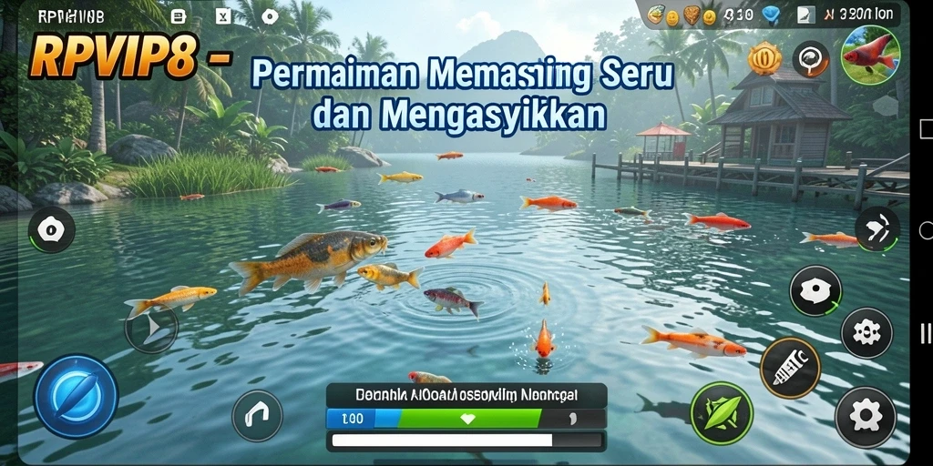 Tampilan gameplay menarik dari RPVIP8 saat memancing ikan.