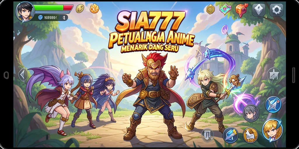 Tampilan screenshot utama SIA777 menampilkan aksi seru karakter Anime.