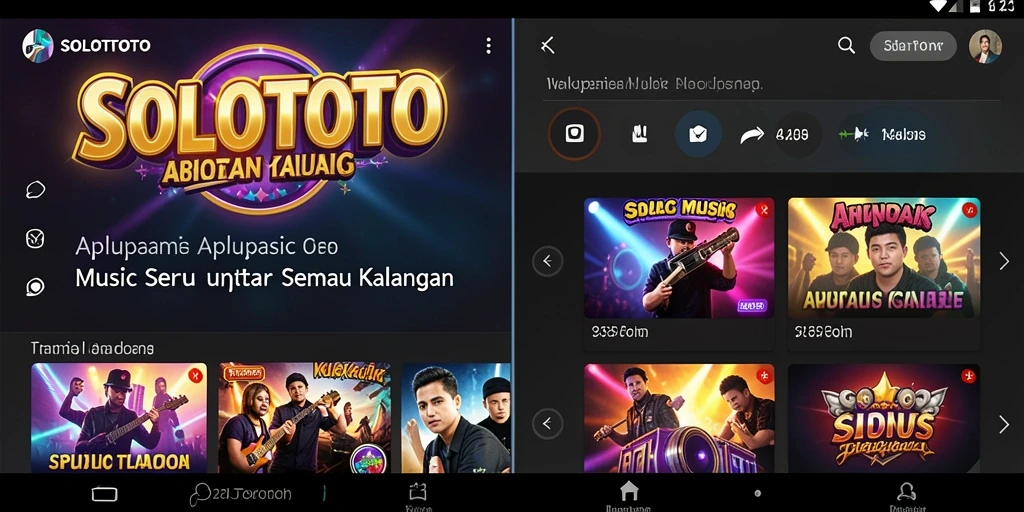 Tampilan gameplay seru di SOLOTOTO dengan berbagai lagu menarik.