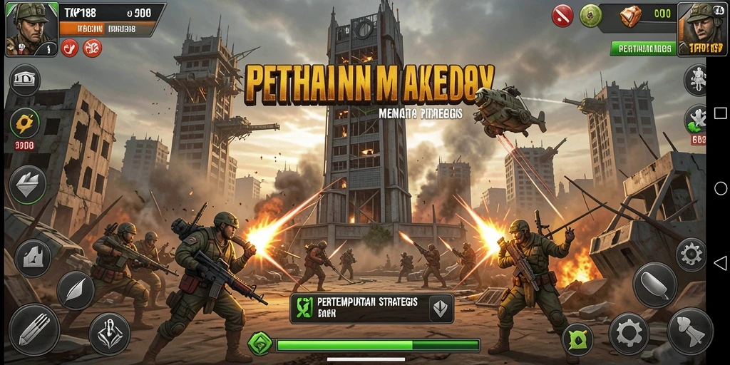 Screenshot utama TKP188 menunjukkan pertempuran menegangkan di Tower Defense.