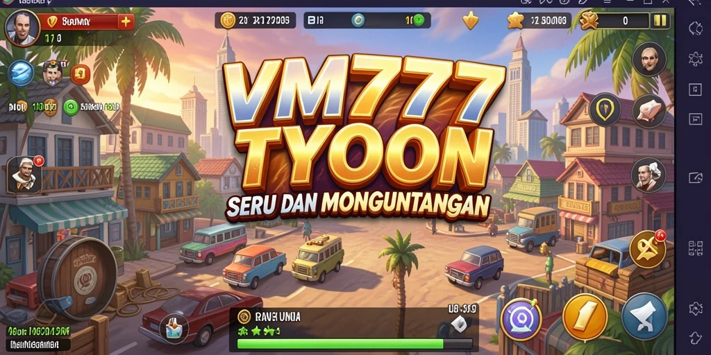 Screenshot utama VM777 menampilkan gameplay Tycoon yang seru.